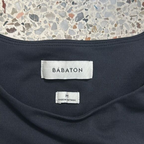 Aritzia Babaton black contour crew crop short sleeve top shirt medium m blue - Picture 2 of 5